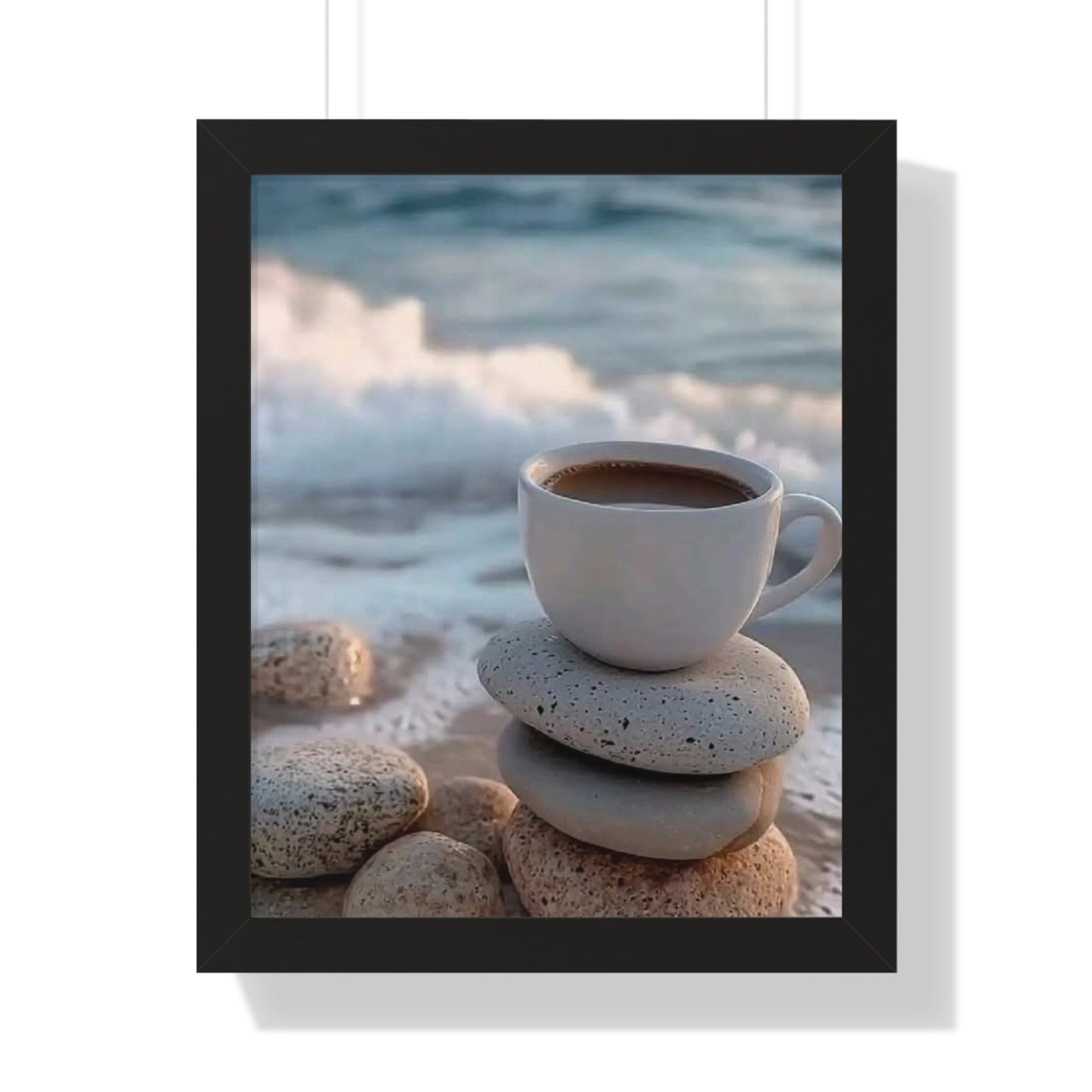 Coastal Coffee Beach Framed Wall Art