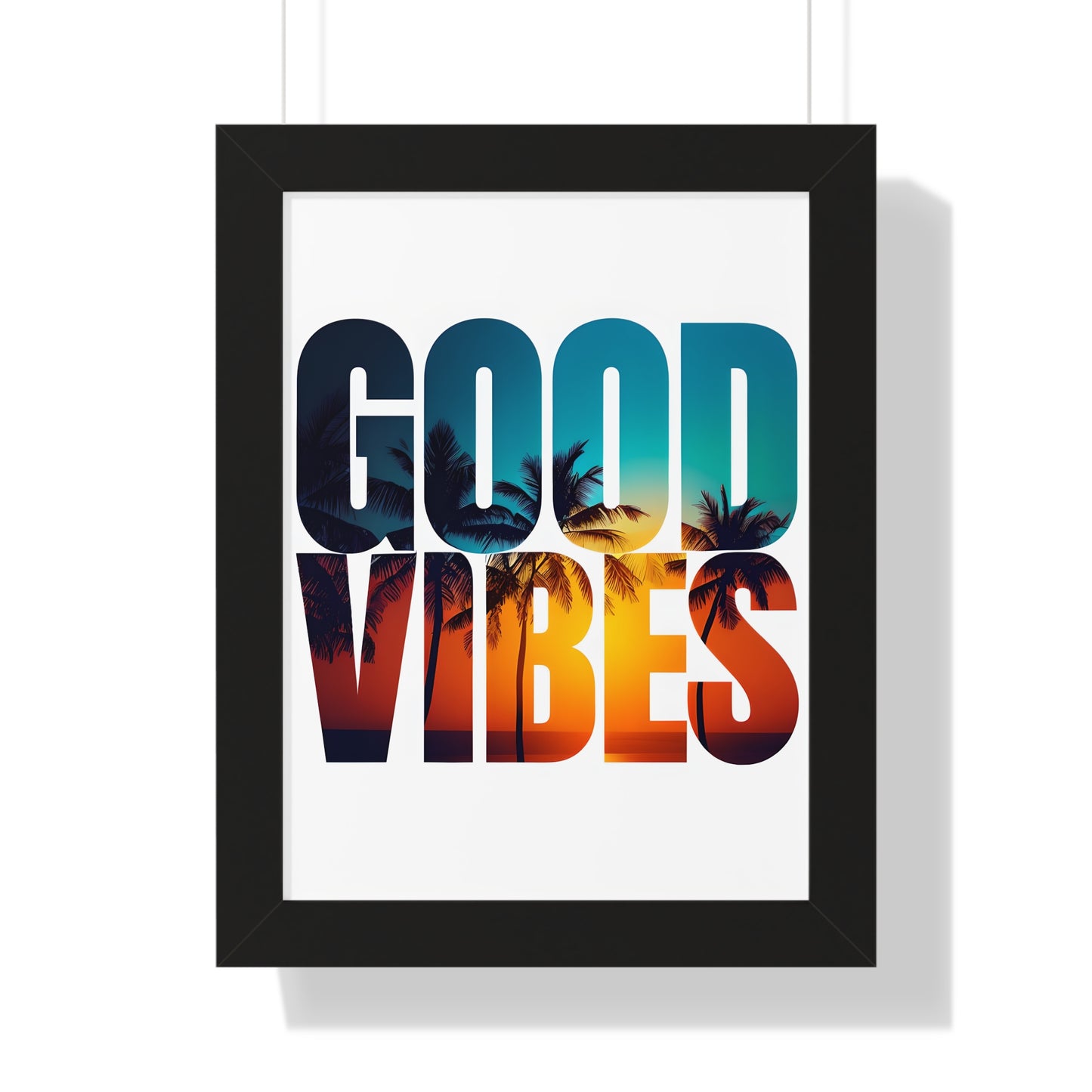 "Good Vibes" Tropical Sunset Framed Poster