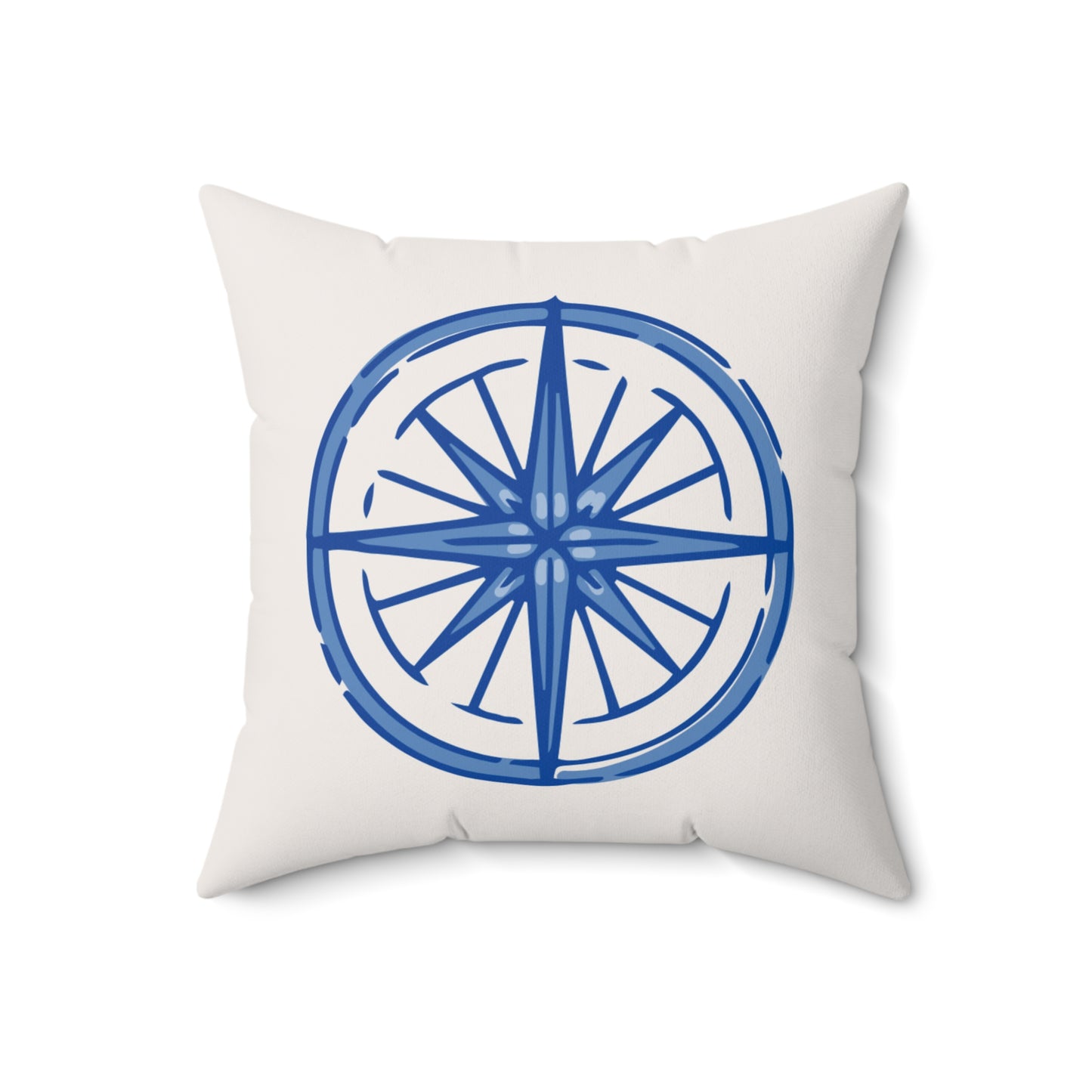 Nautical Compass Decorative Pillow - Spun Polyester Square Cushion for Home & Travel