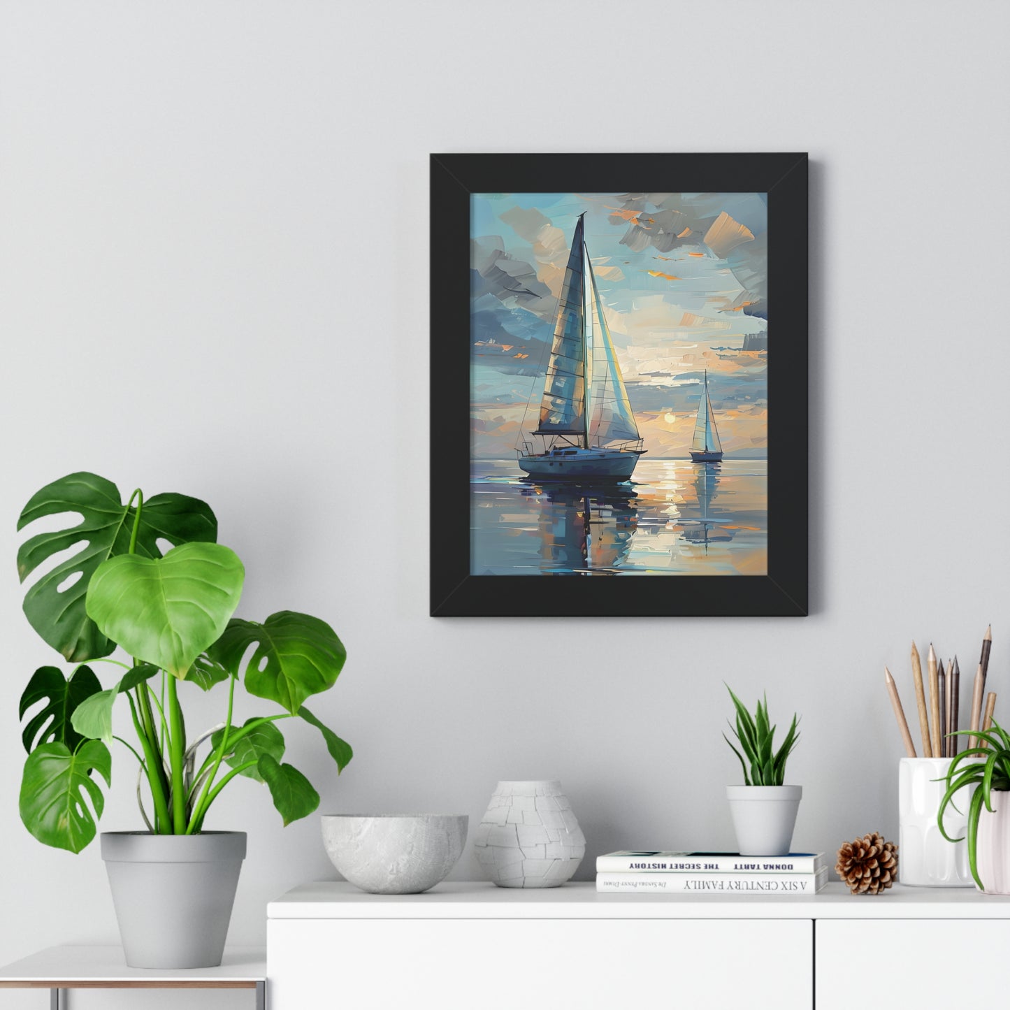 Sailboat Sunset Framed Poster