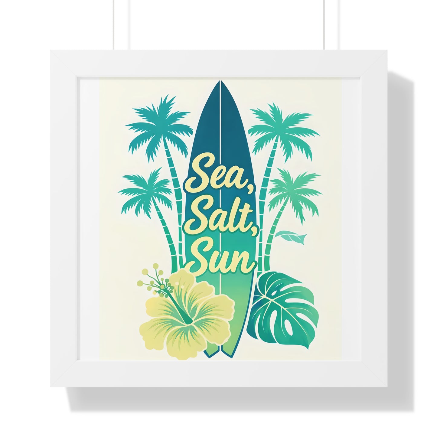 "Sea, Salt, Sun" Tropical Surf Framed Poster