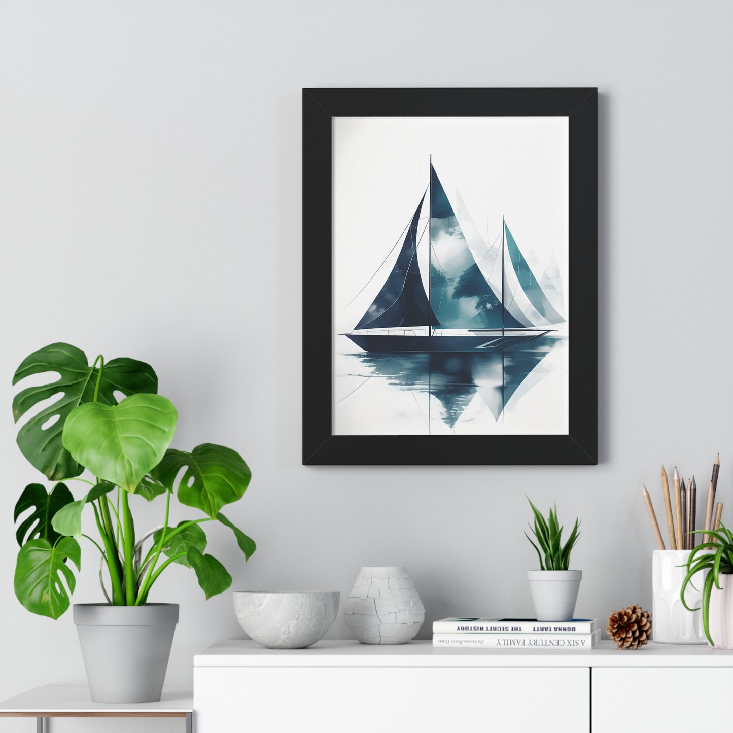 Sailboat Framed Poster — Nautical Watercolor