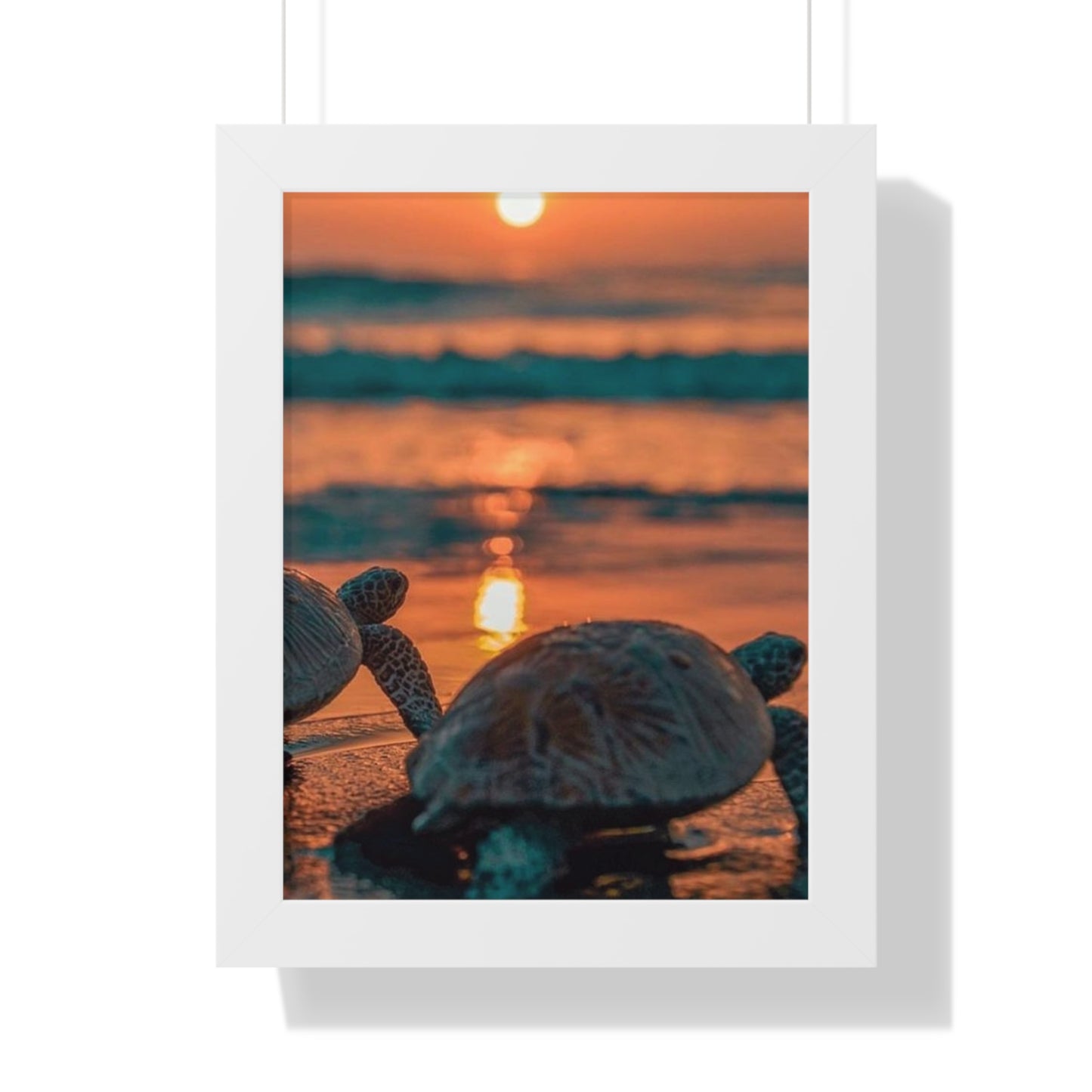 Sea Turtle Sunset Framed Poster
