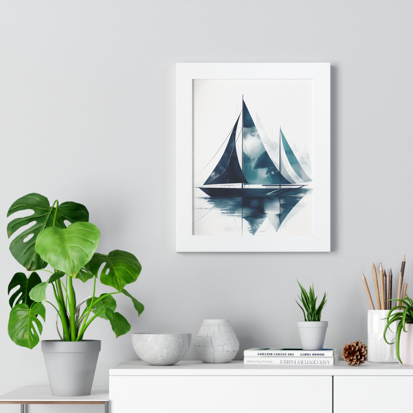 Sailboat Framed Poster — Nautical Watercolor