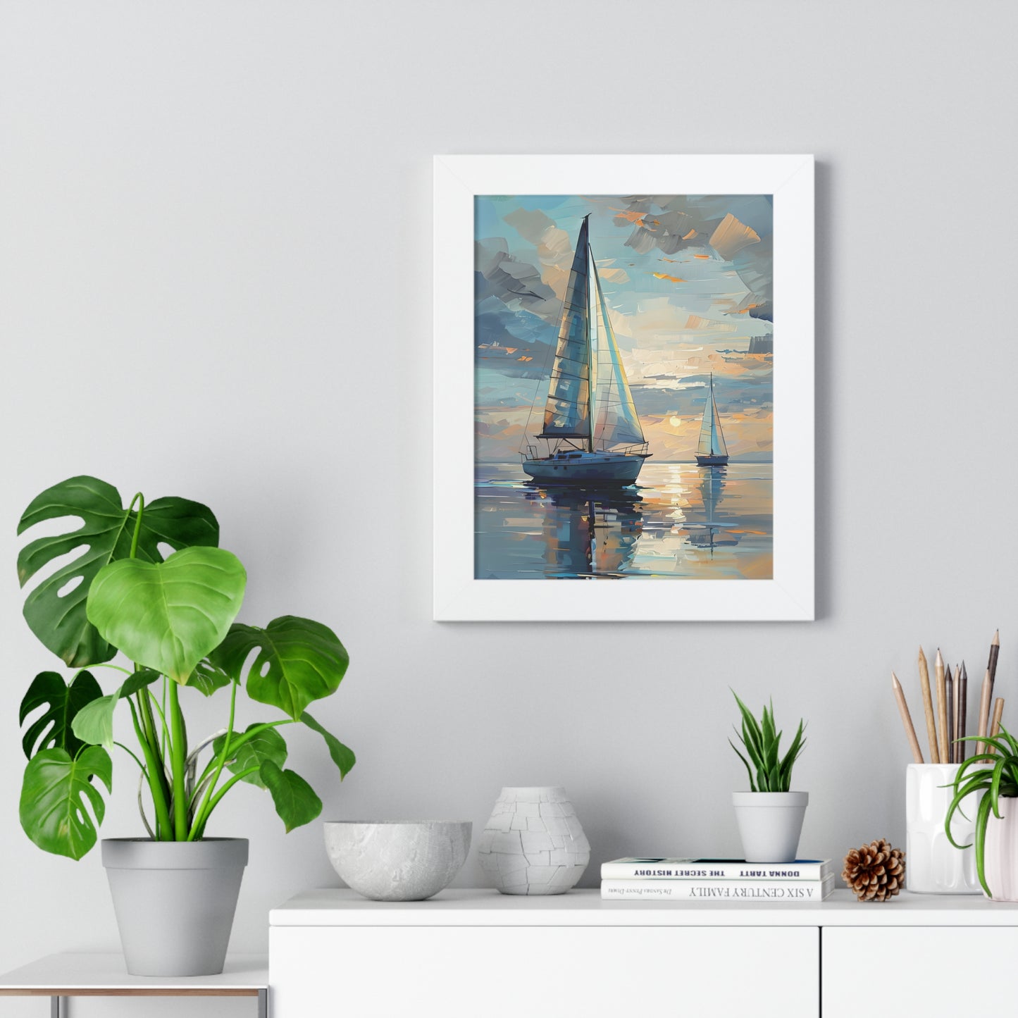 Sailboat Sunset Framed Poster