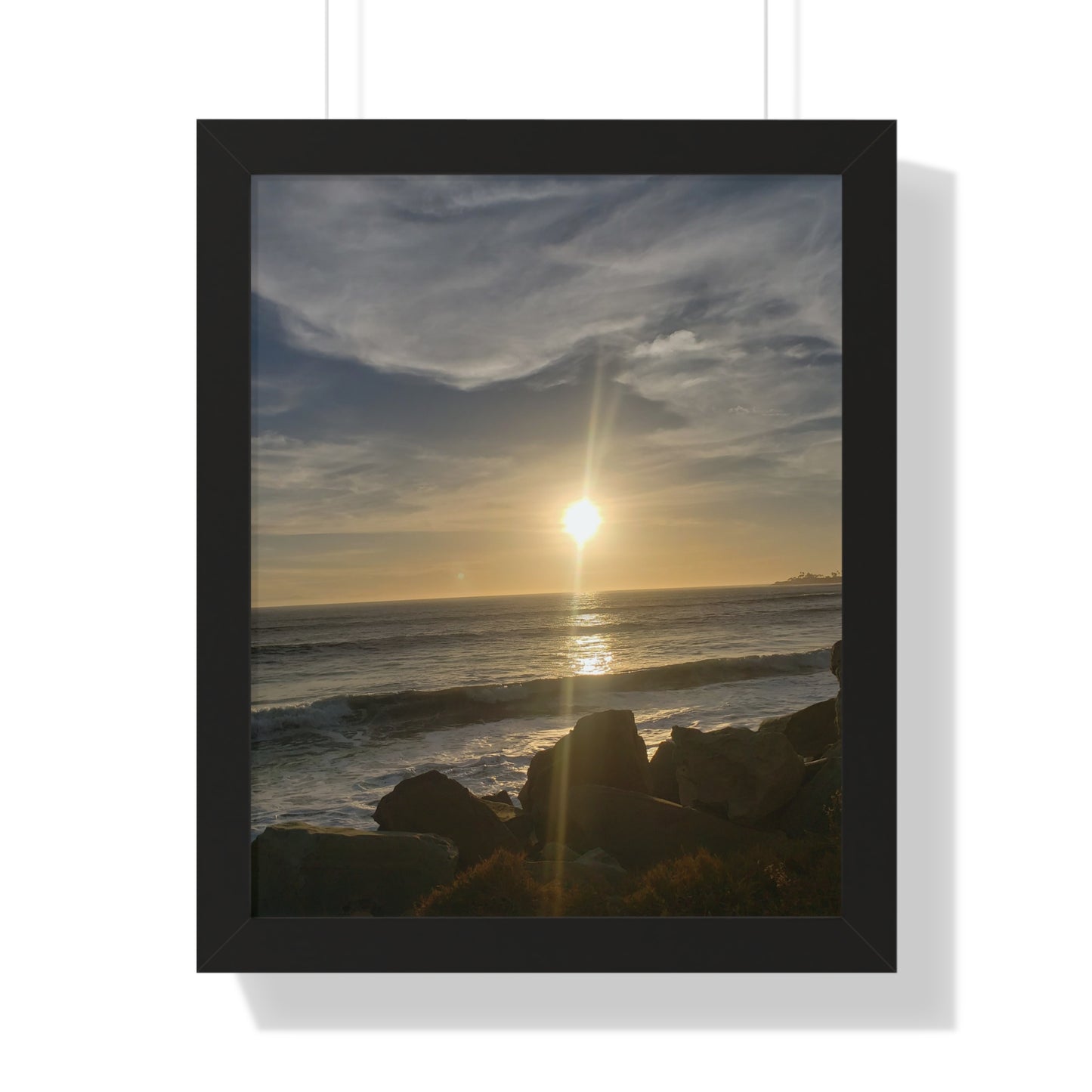 Sunset Beach (Santa Barbara, CA) Framed Poster — Coastal Ocean Wall Art