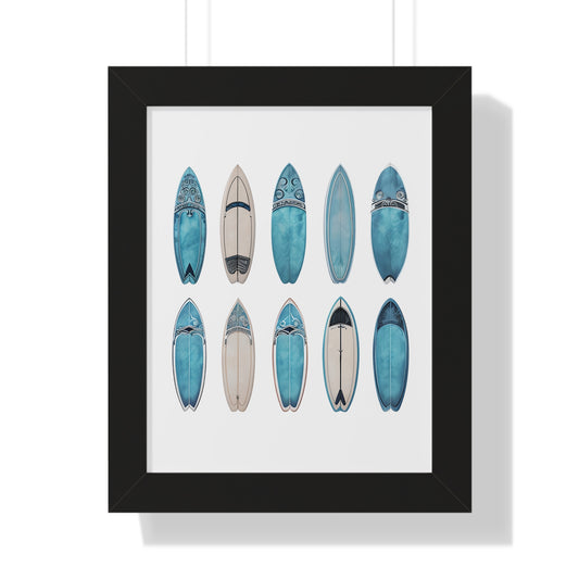 Surfboard Art Framed Poster - Coastal Home Decor for Beach Lovers