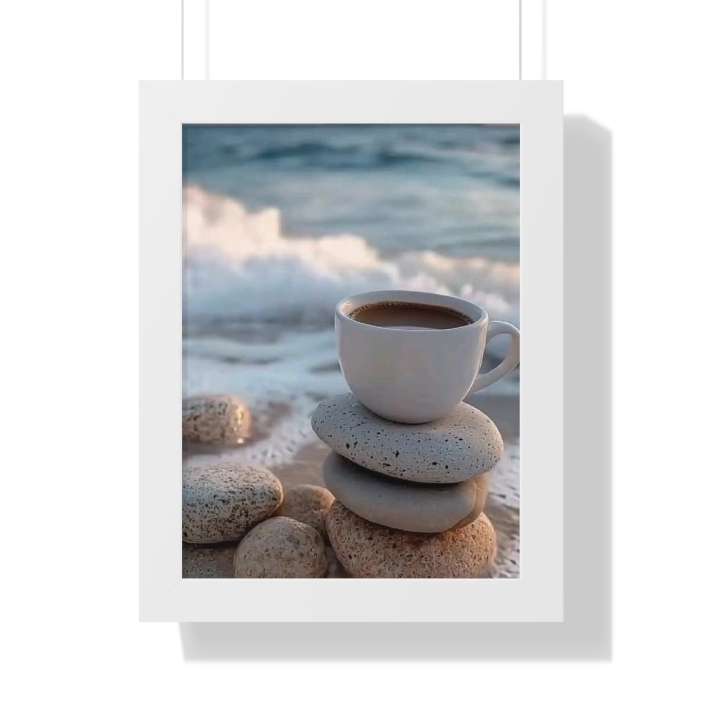 Coastal Coffee Beach Framed Wall Art
