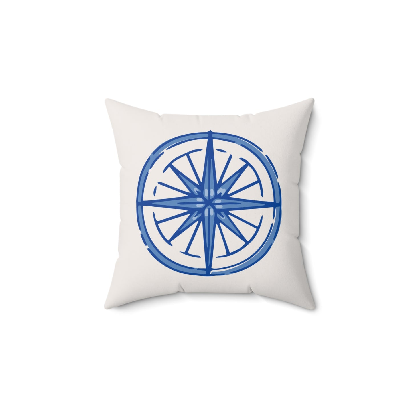 Nautical Compass Decorative Pillow - Spun Polyester Square Cushion for Home & Travel