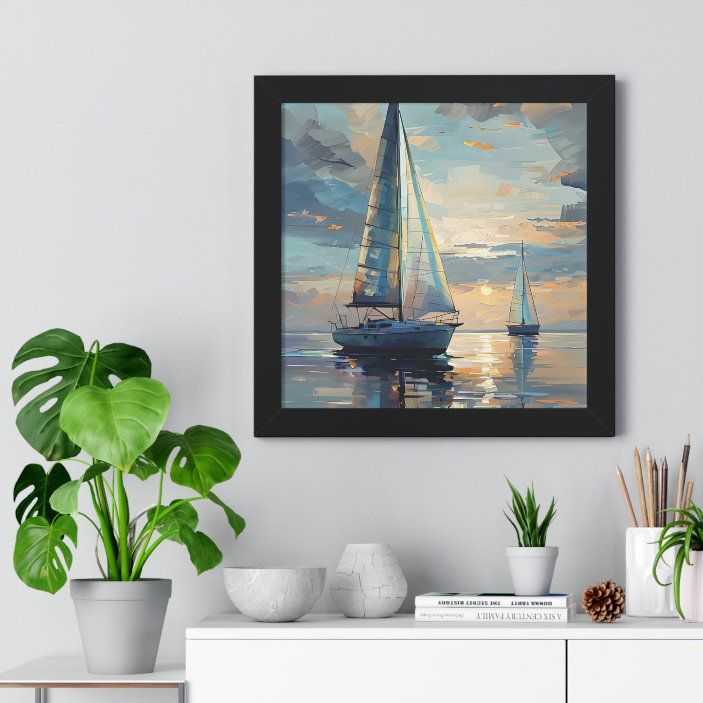 Sailboat Sunset Framed Poster