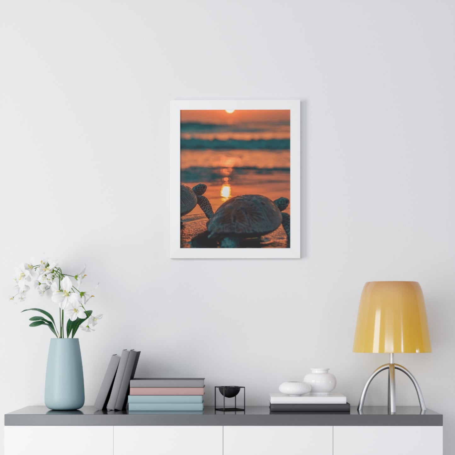 Sea Turtle Sunset Framed Poster