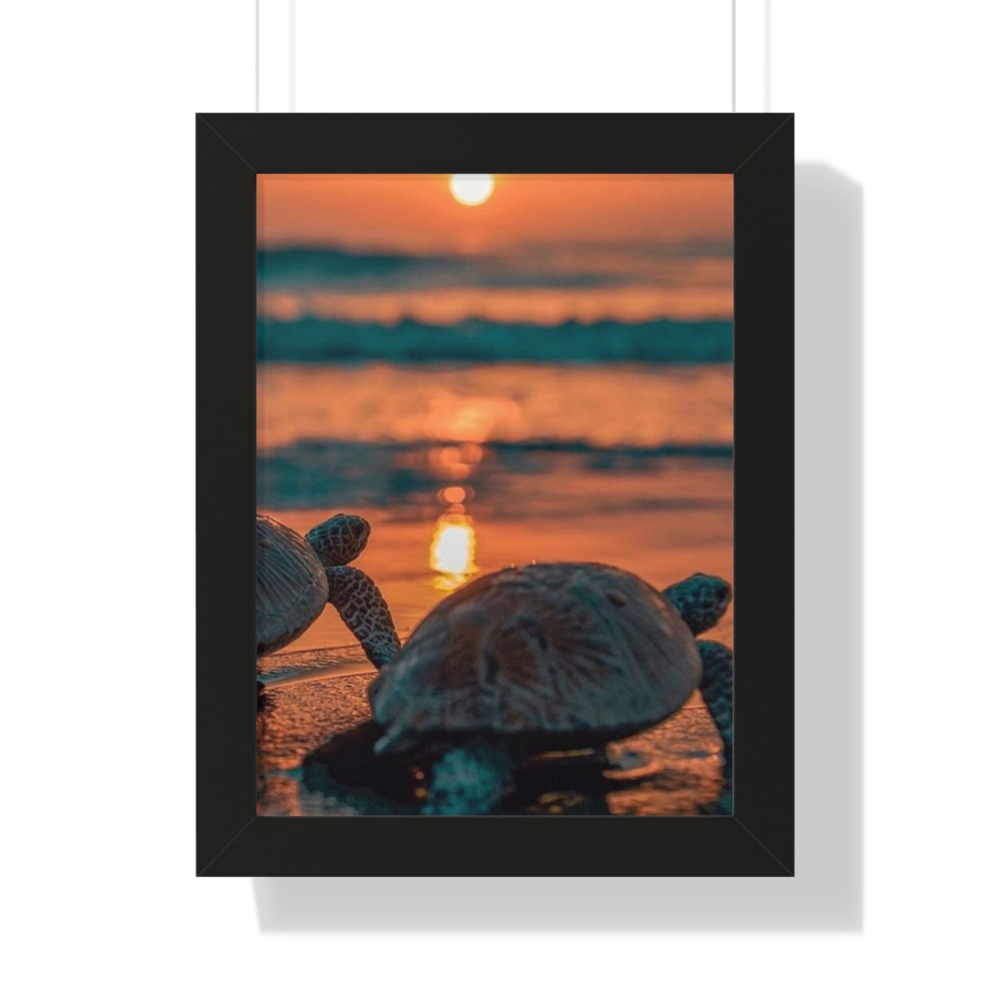 Sea Turtle Sunset Framed Poster