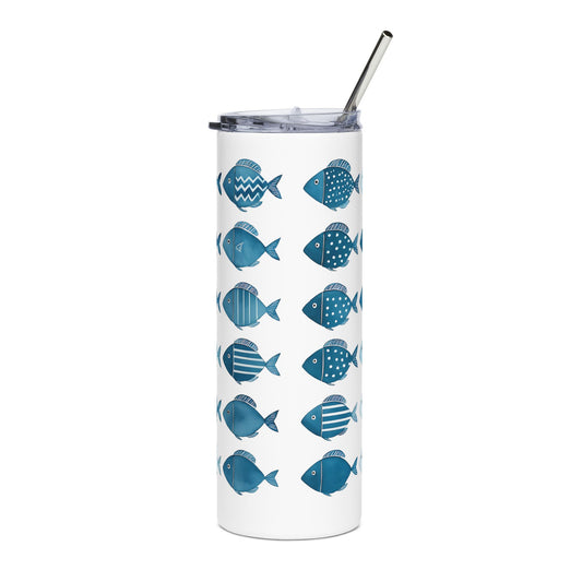 Fish Pattern 20oz Stainless Steel Tumbler – Ocean Inspired Travel Cup