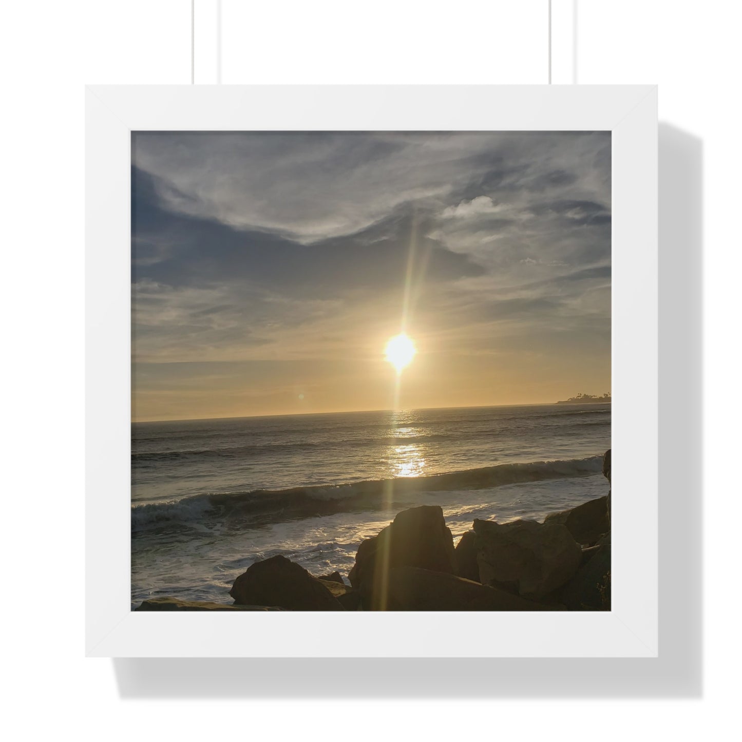Sunset Beach (Santa Barbara, CA) Framed Poster — Coastal Ocean Wall Art