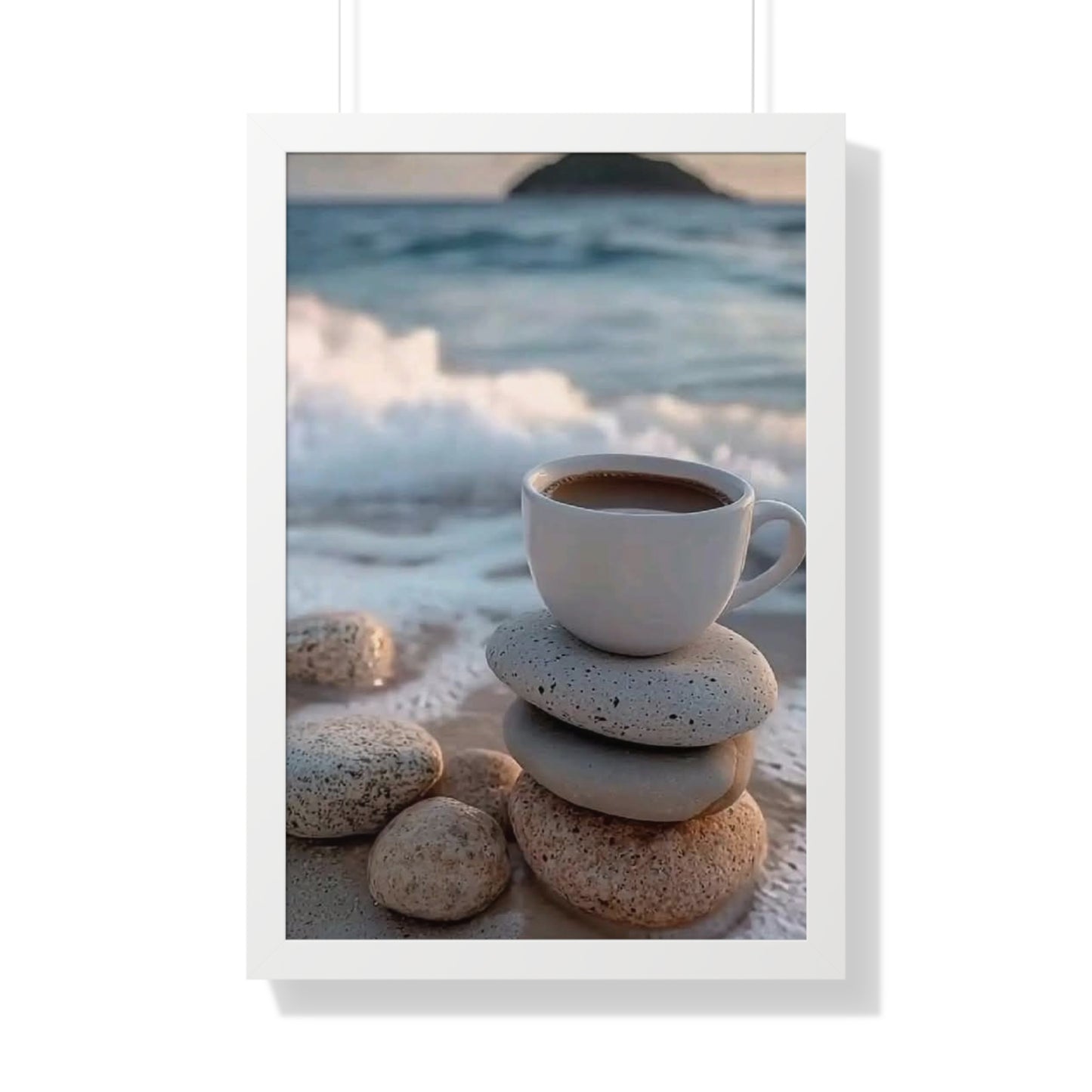 Coastal Coffee Beach Framed Wall Art