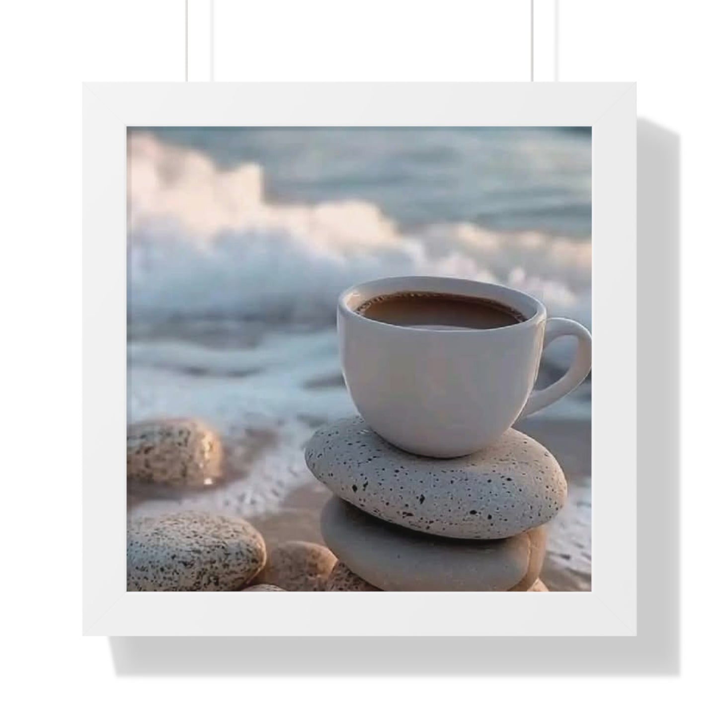Coastal Coffee Beach Framed Wall Art