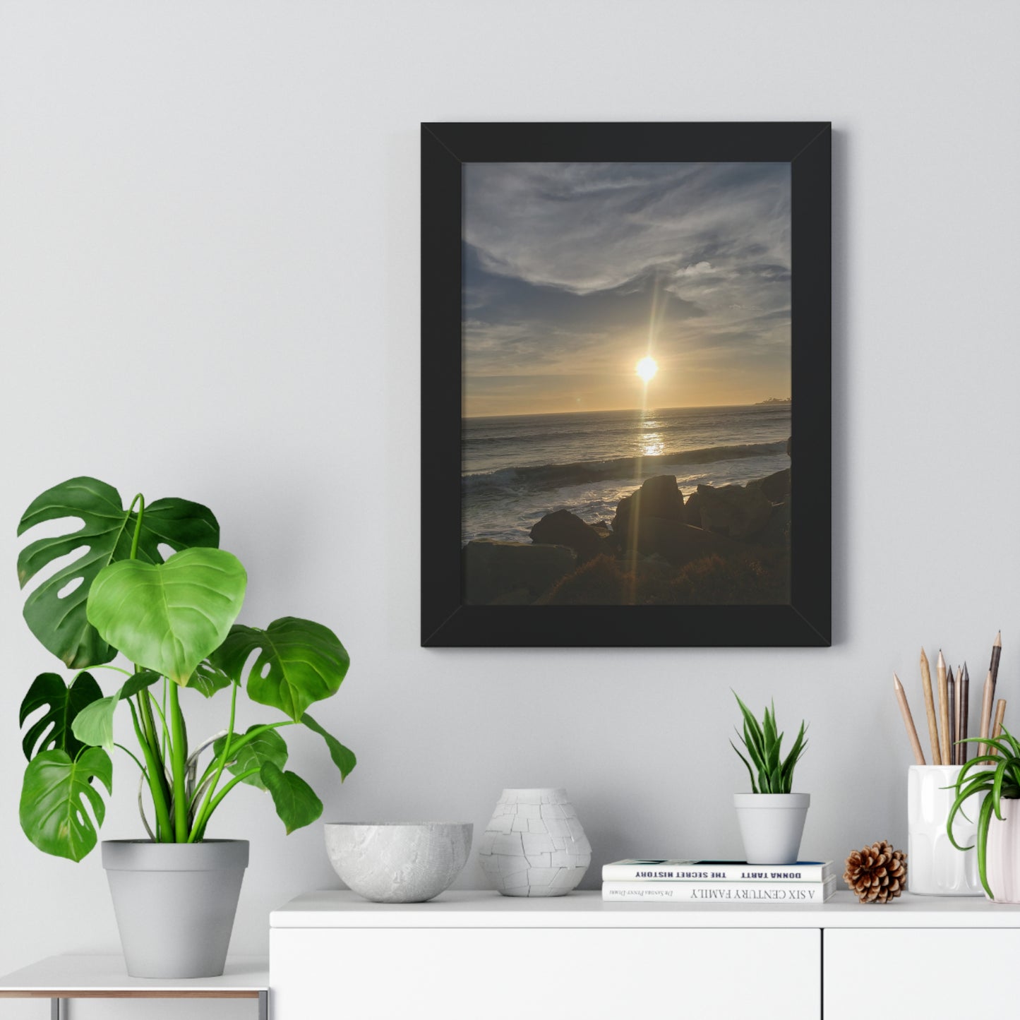 Sunset Beach (Santa Barbara, CA) Framed Poster — Coastal Ocean Wall Art