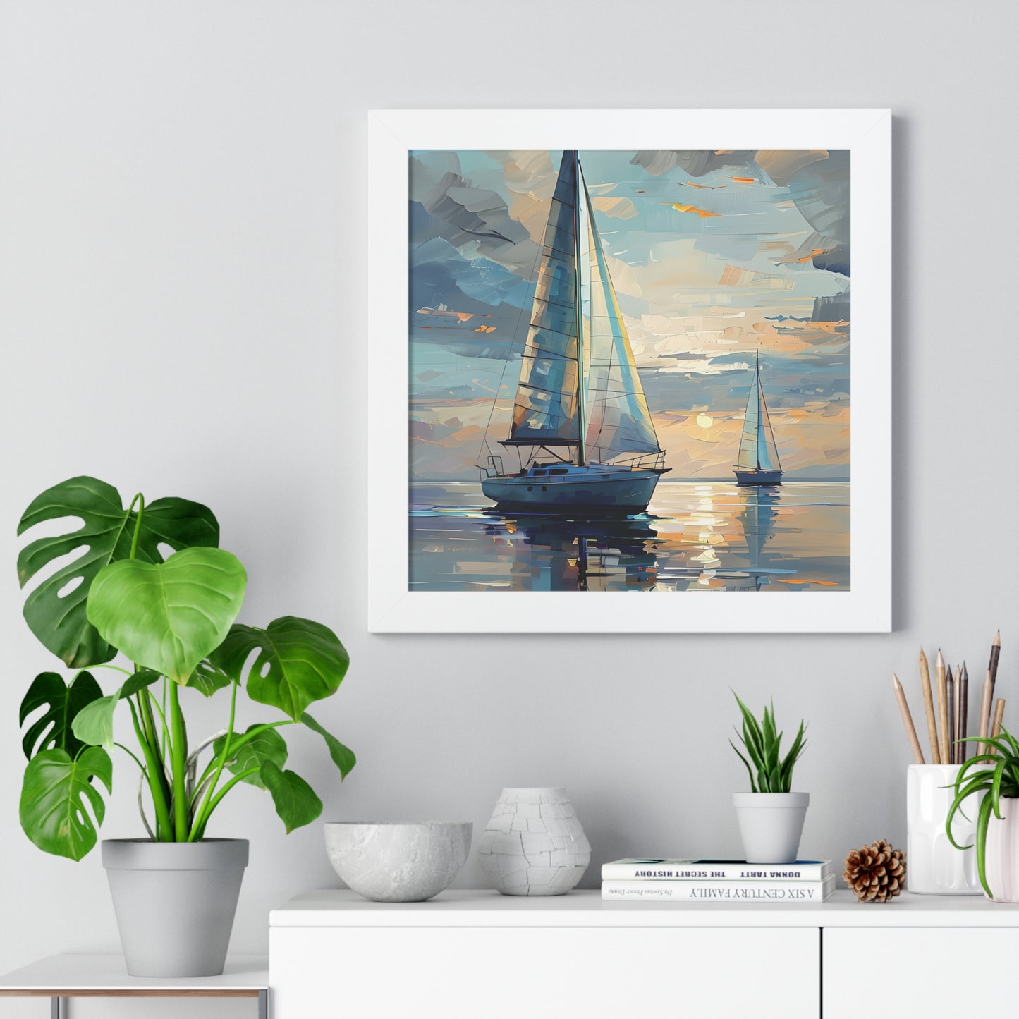 Sailboat Sunset Framed Poster