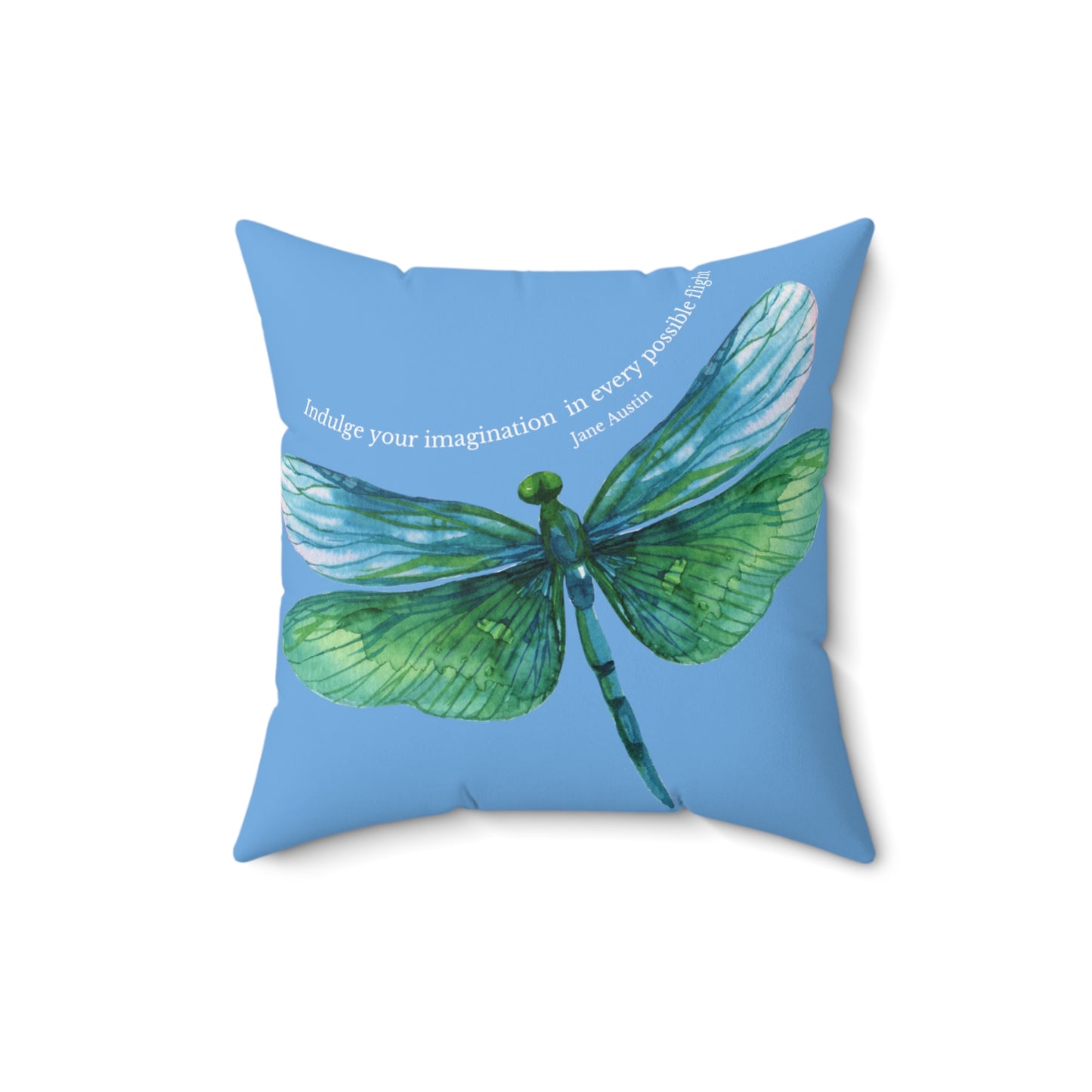 Dragonfly Pillow (Jane Austin Quote)