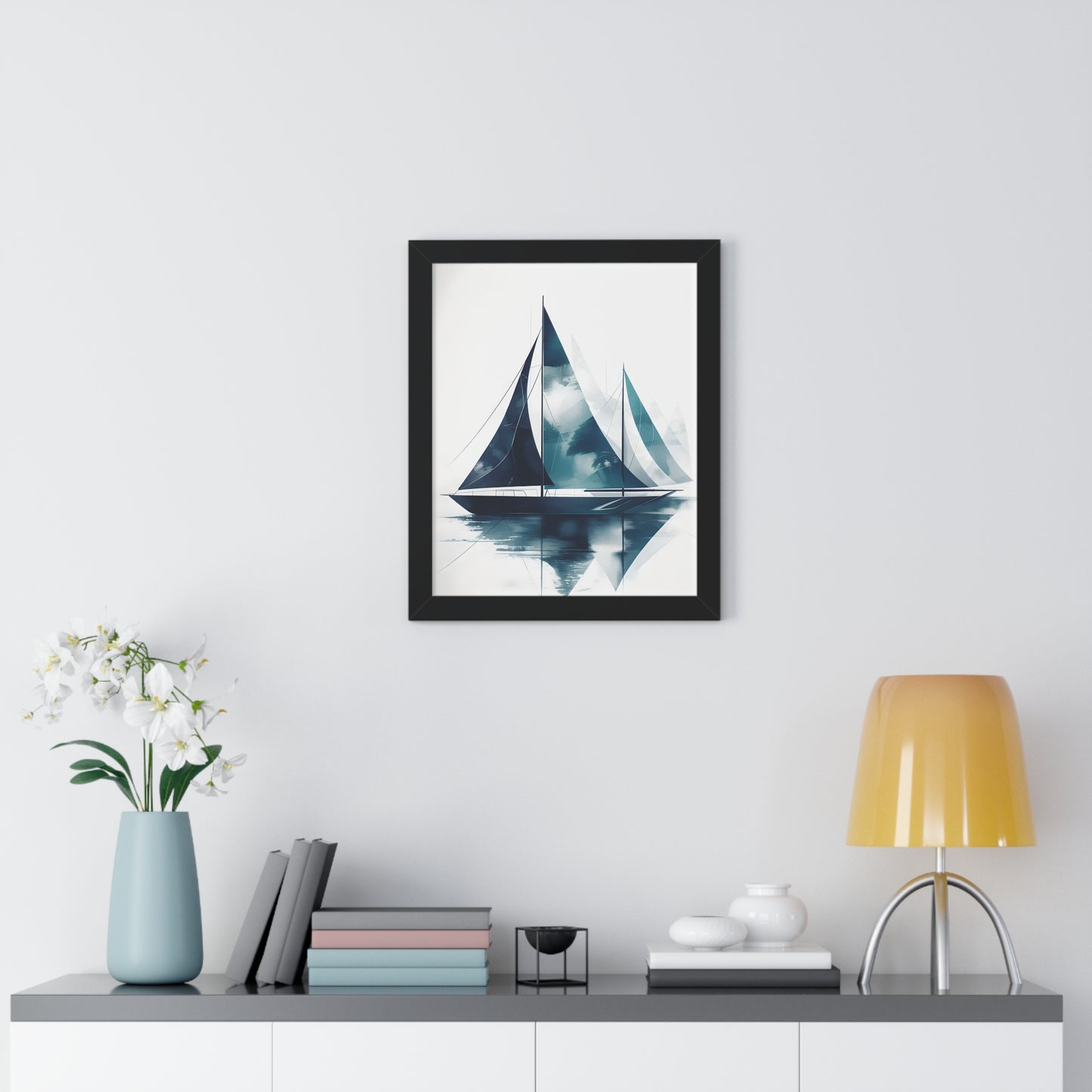 Sailboat Framed Poster — Nautical Watercolor