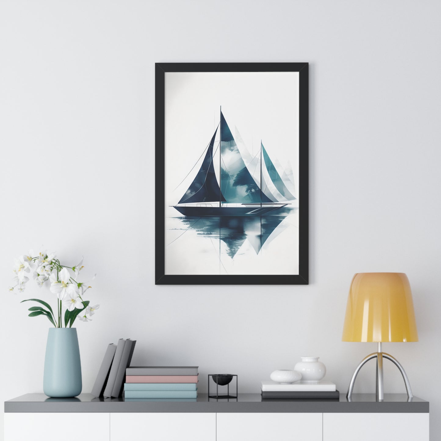 Sailboat Framed Poster — Nautical Watercolor