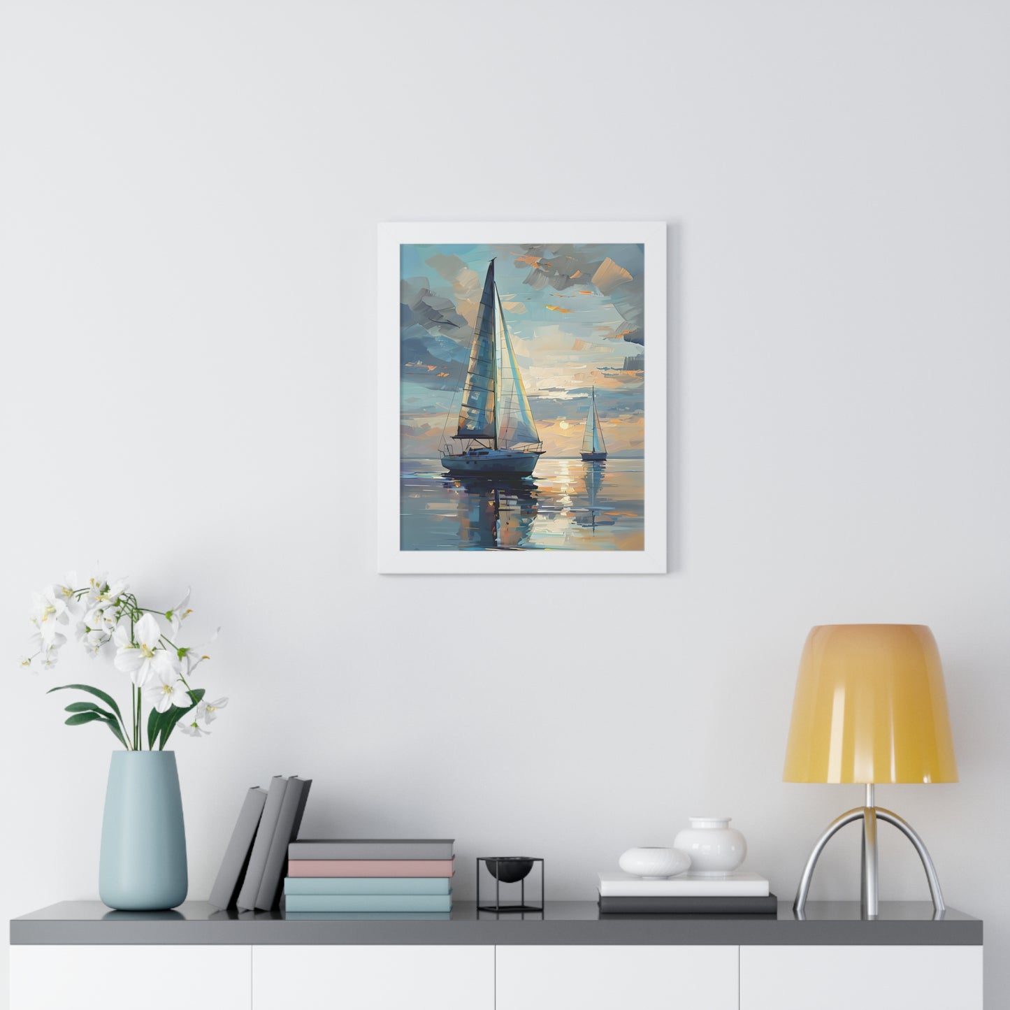 Sailboat Sunset Framed Poster