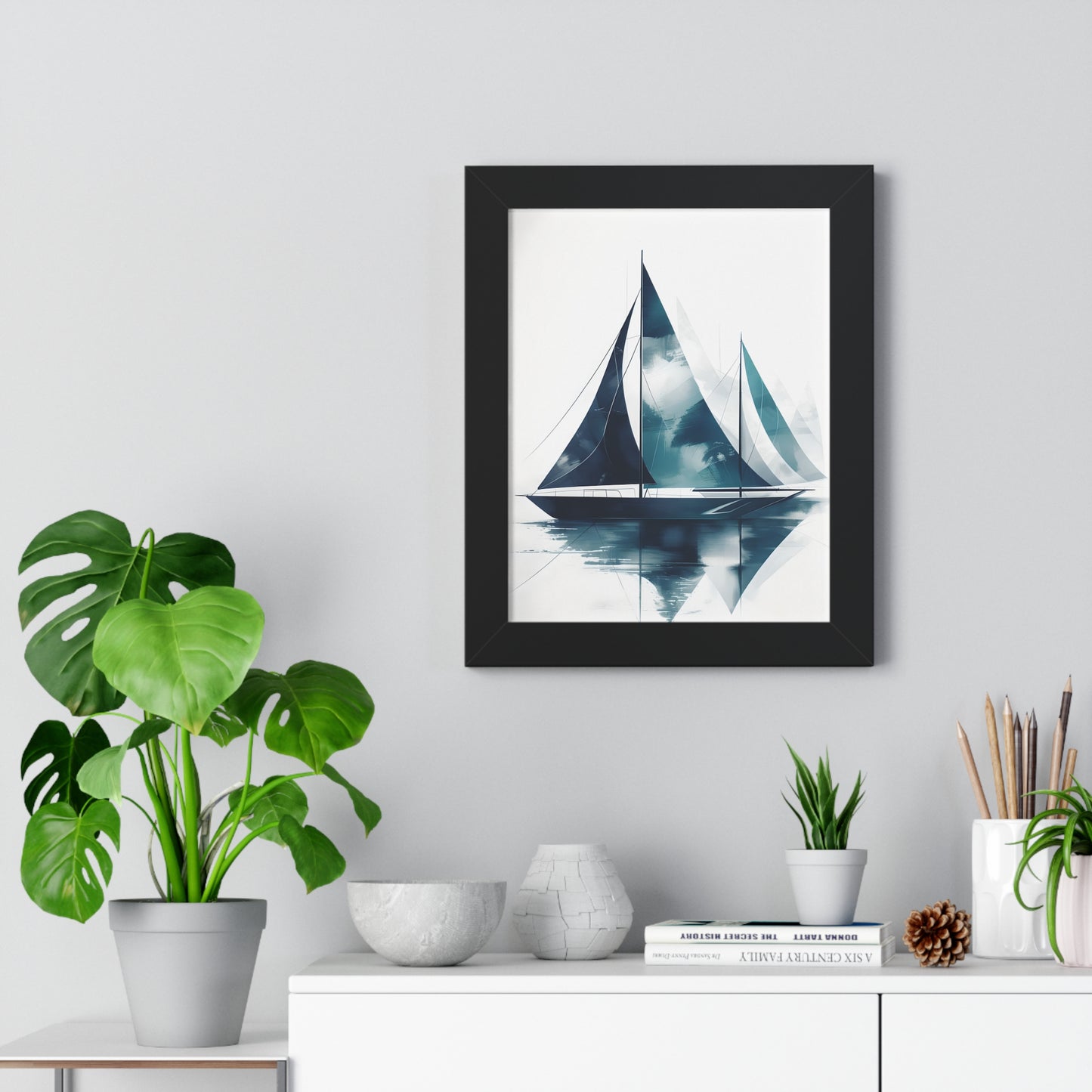 Sailboat Framed Poster — Nautical Watercolor