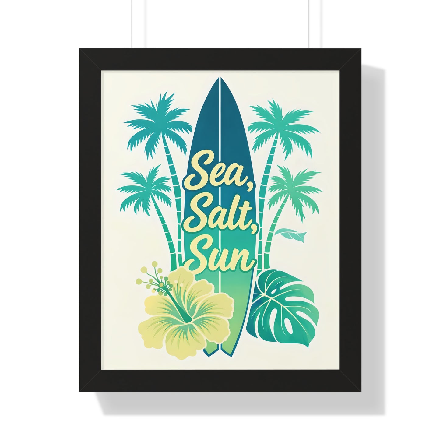 "Sea, Salt, Sun" Tropical Surf Framed Poster