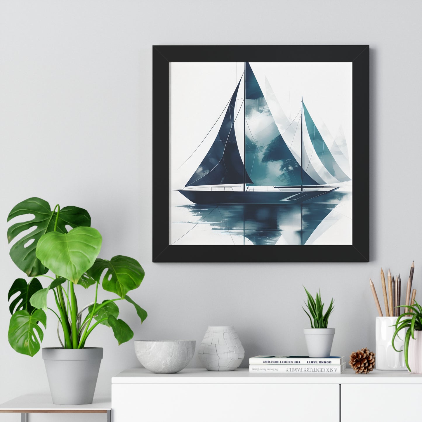 Sailboat Framed Poster — Nautical Watercolor