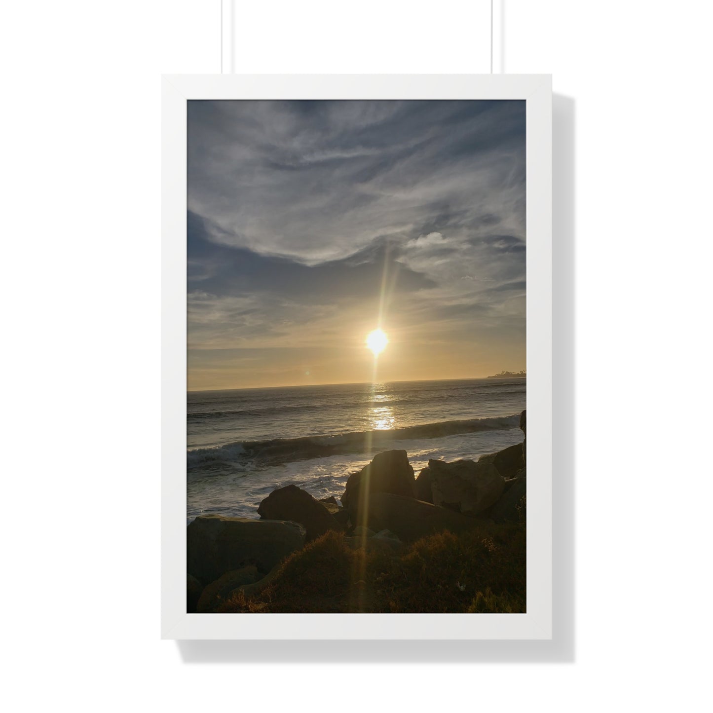 Sunset Beach (Santa Barbara, CA) Framed Poster — Coastal Ocean Wall Art