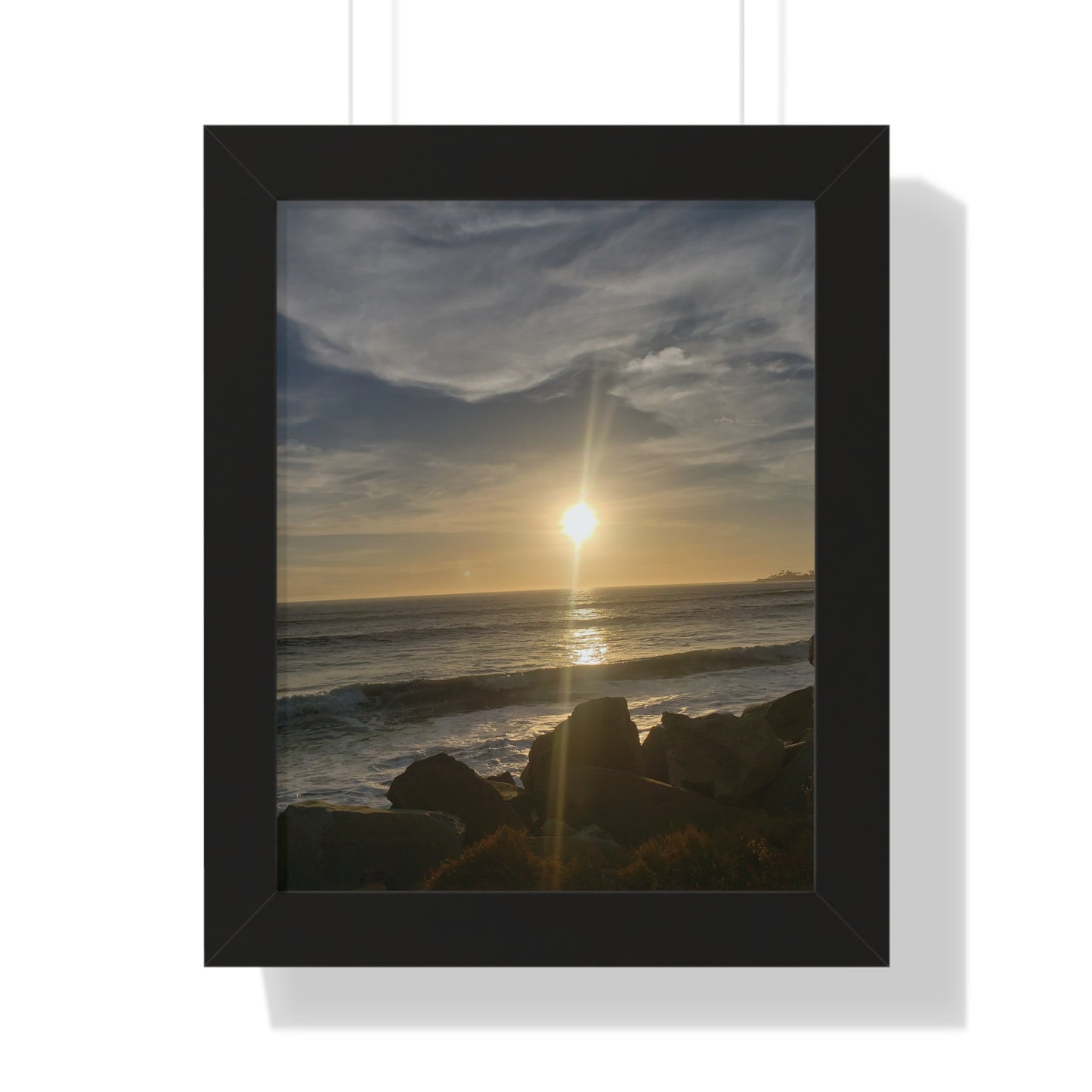 Sunset Beach (Santa Barbara, CA) Framed Poster — Coastal Ocean Wall Art