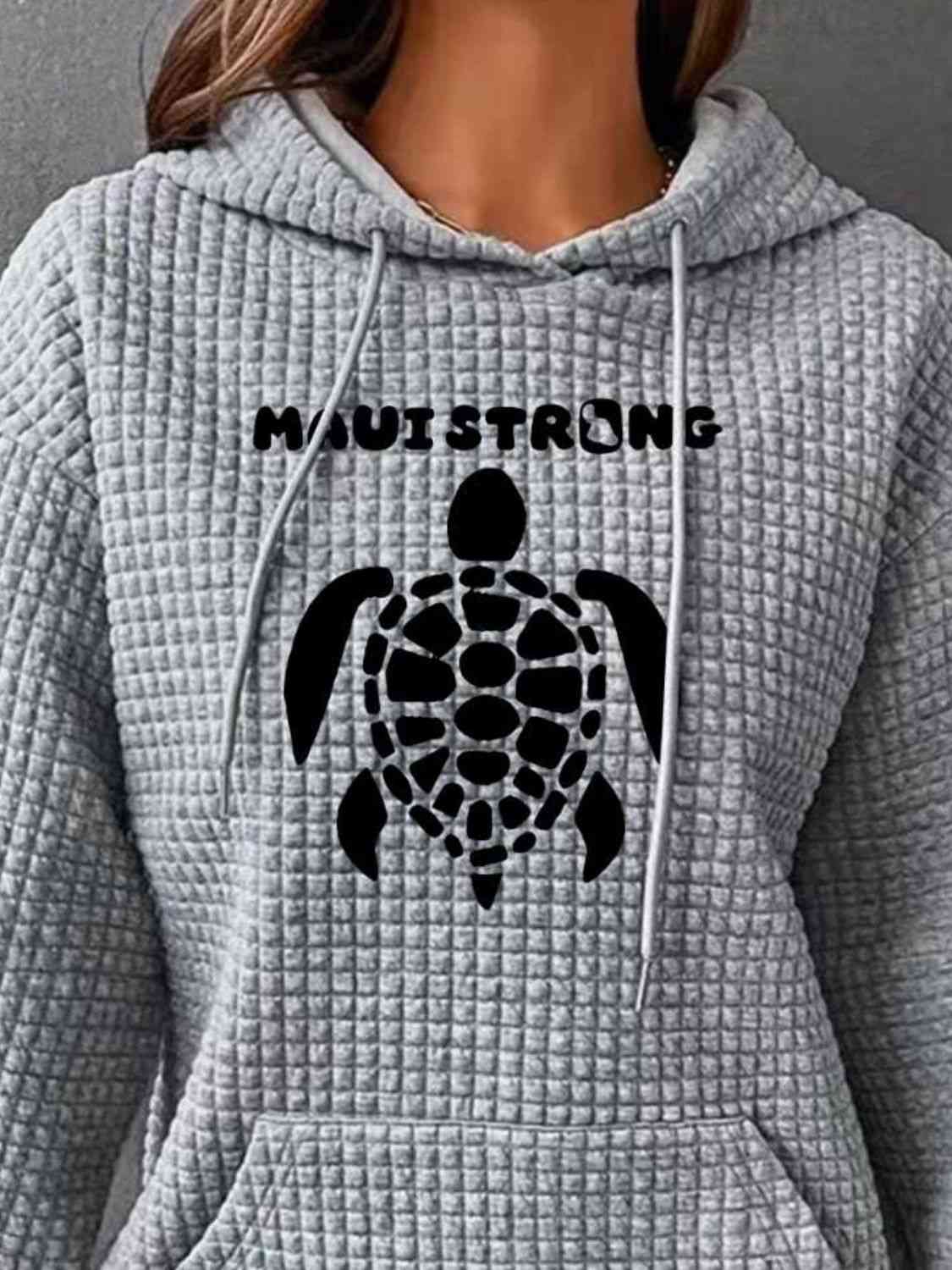 Full Size Turtle Graphic Drawstring Hoodie