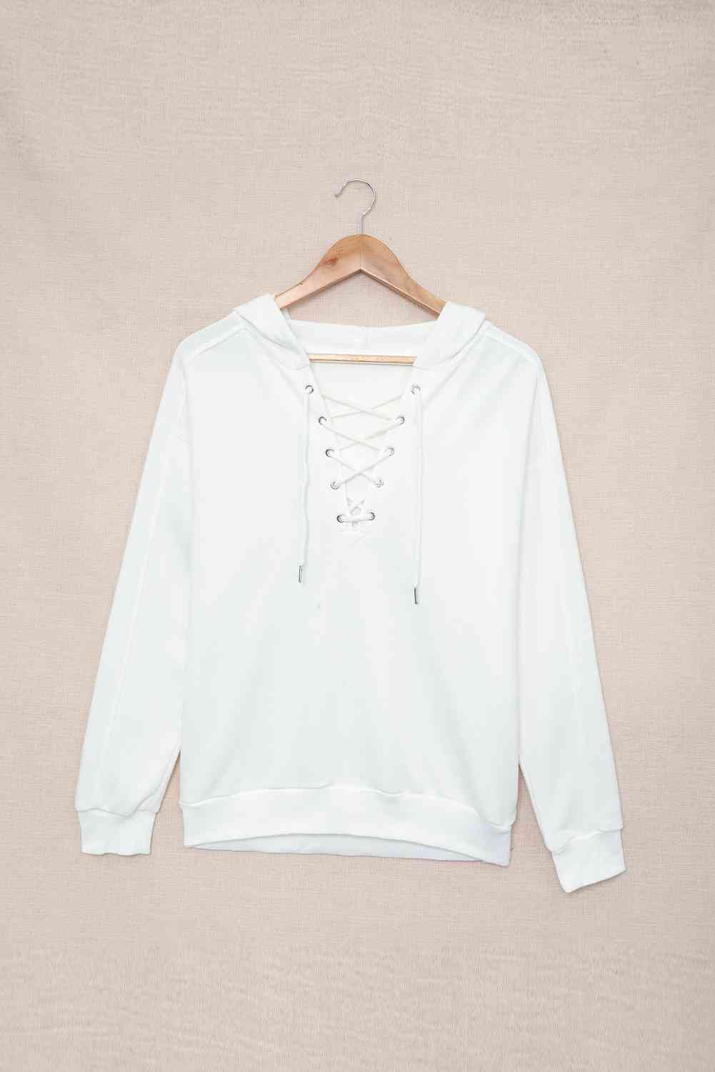 Lace-Up Dropped Shoulder Hoodie