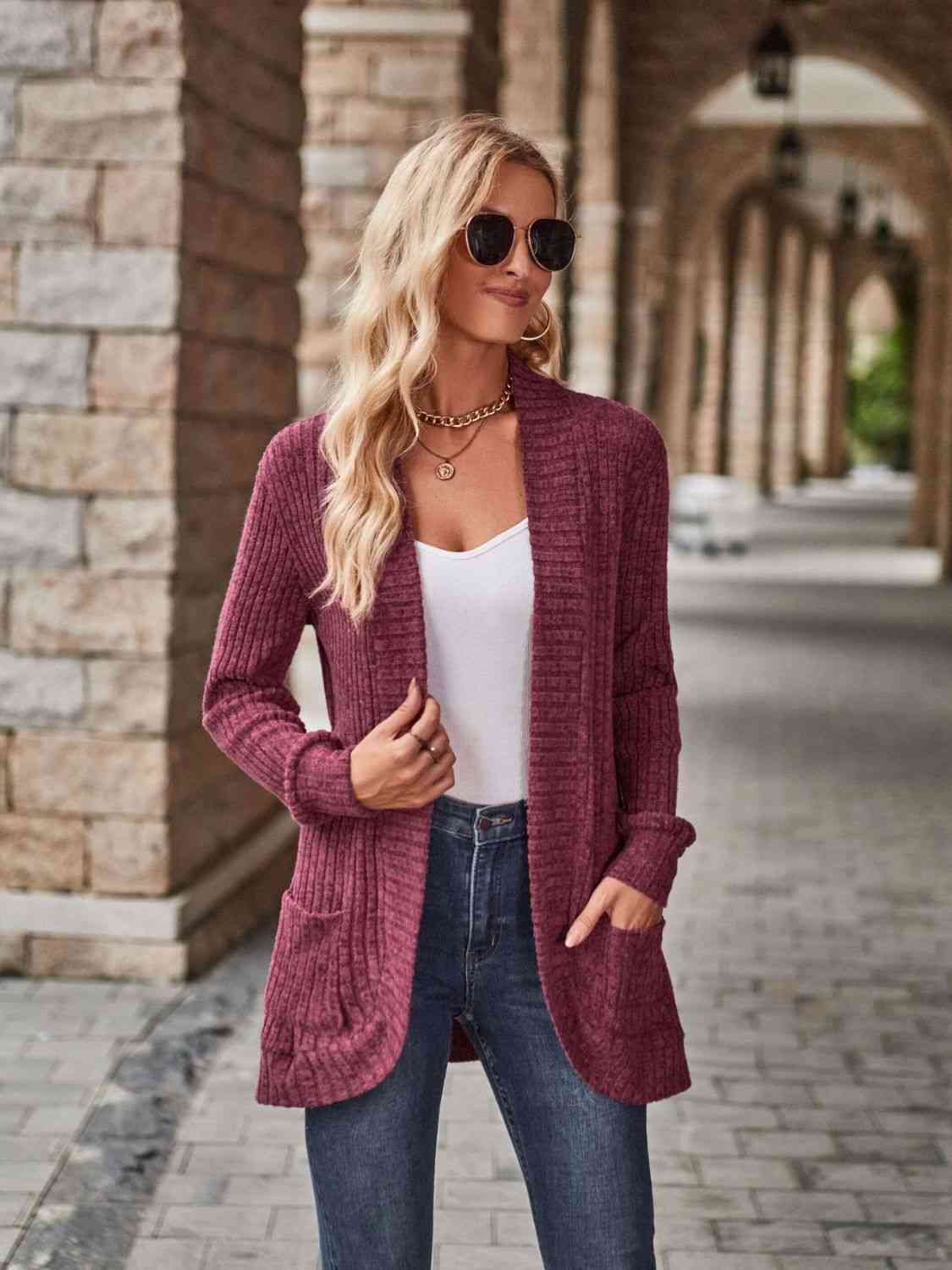 Open Front Cardigan with Pockets