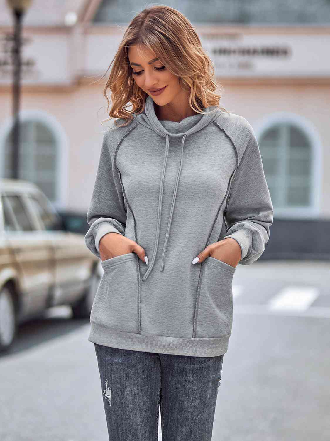 Drawstring Sweatshirt with Pockets